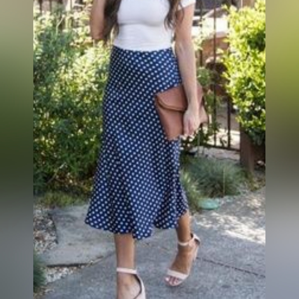 Skips A Beat Polka Dot Midi Skirt - (Large)